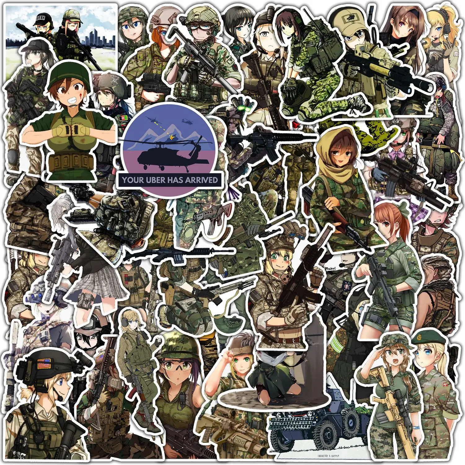 10/30/50PCS Female Soldier Graffiti Stickers Battlefield Girl Cartoon Decoration Laptop Guitar Bike  Skateboard Scrapbook Decals