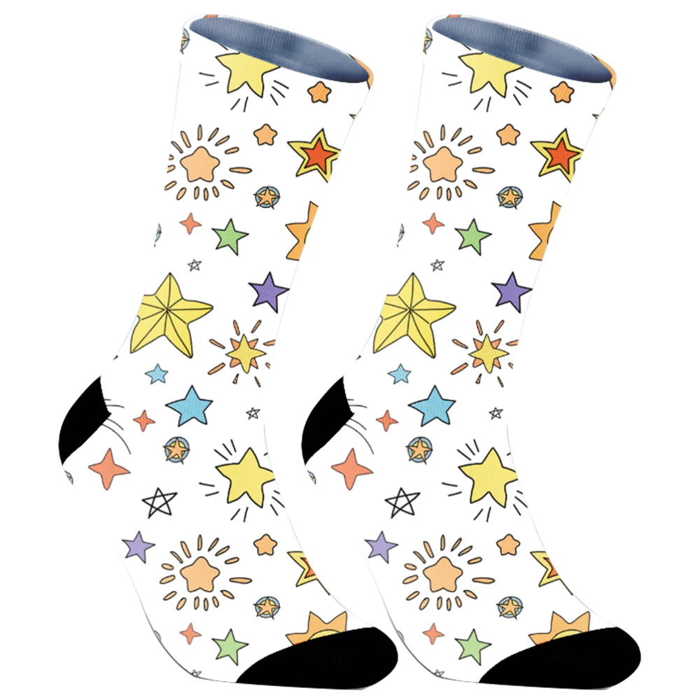 

Cartoon Guitar Print Crew Breathable Comfortable Socks Casual Street Style Socks For Outdoor Wearing All Seasons Socks 2024 New