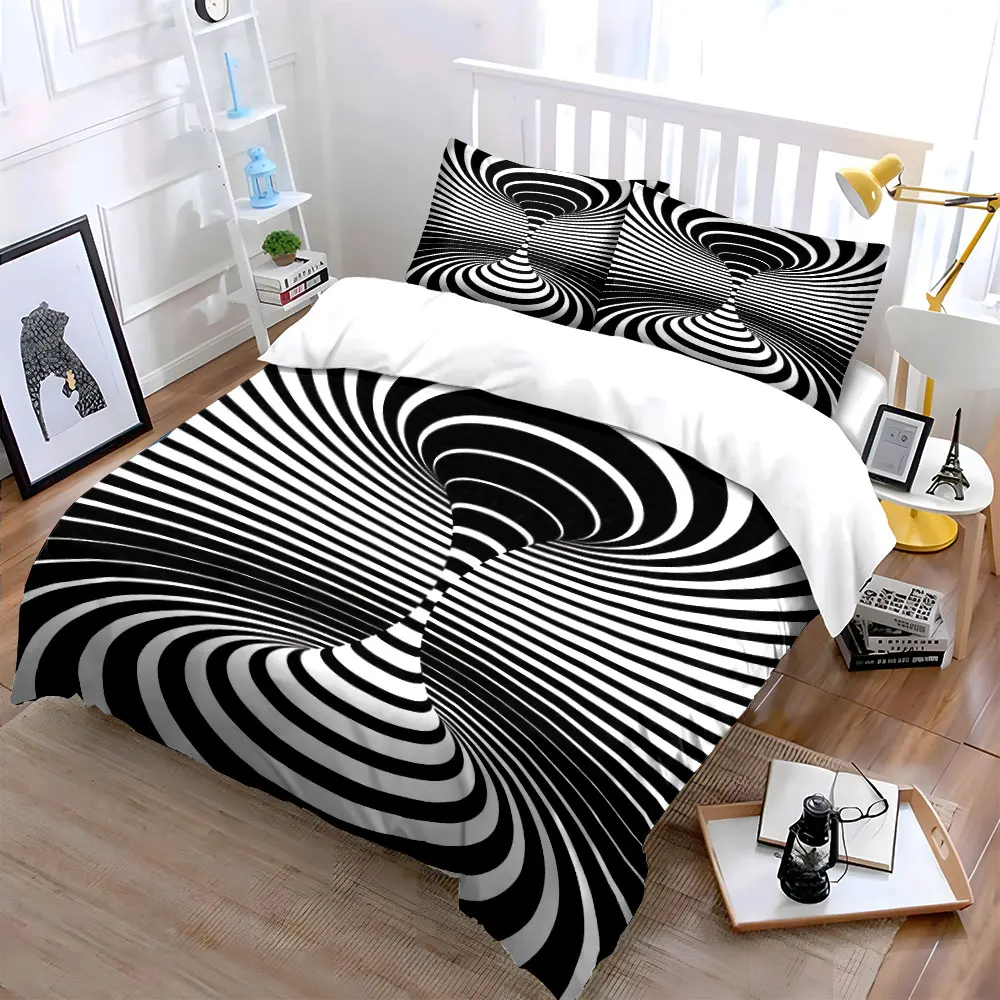 Optical Illusion Decor Set Bedding Set with 1 Duvet Cover 2 Pillowcases Single Double King Queen, Gift