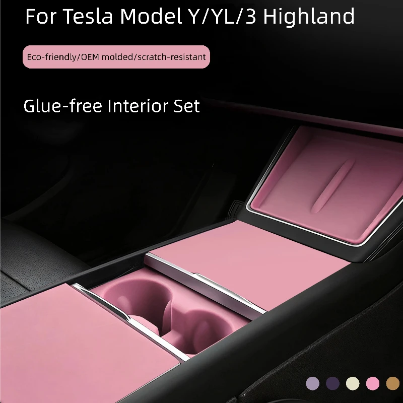 For Tesla Model Y/YL/3 Highland Center Console Wireless Charging Silicone Pad Cup Holder Mat Anti-slip Car Interior Accessories