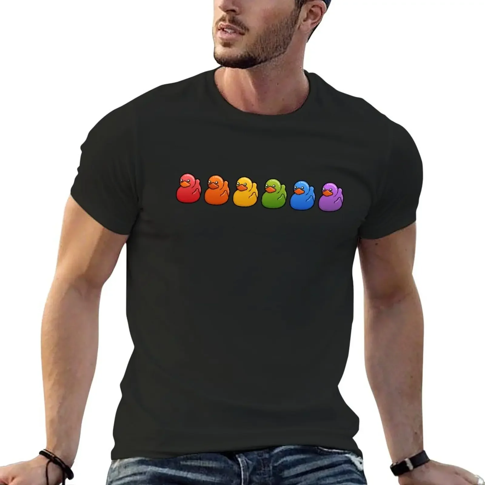 

Rainbow Pride Rubber Duckies T-Shirt quick-drying plus size tops summer tops baggy shirts men clothing