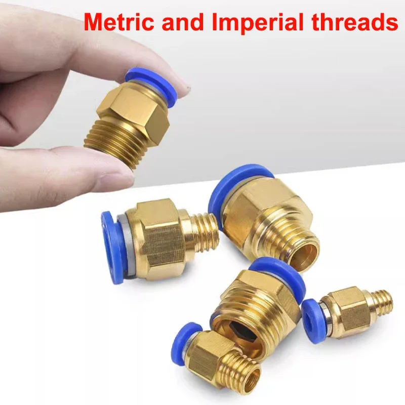 

10/50/100pcs PC pneumatic fitting Quick Air Connectors M5 M6 M8 M10 M12 M14 M16 M20 Metric Male Thread Air Pipe Push In