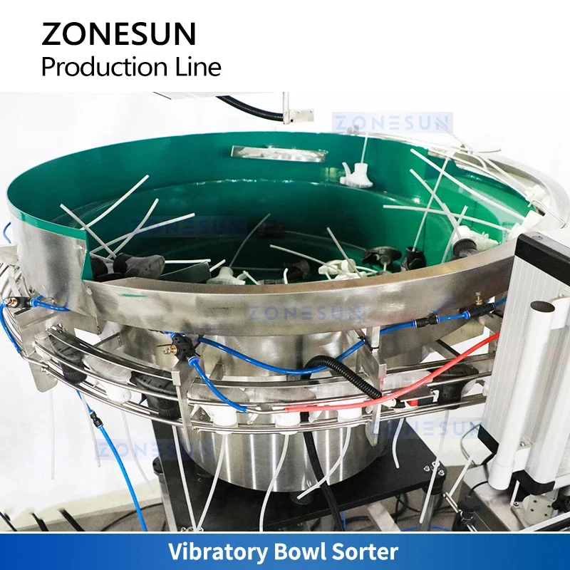 Zonesun Ligne d'embouteillage automatique Piston Filler Trigger Pulvérisateur Machine de capsulage Bouteille ronde Applicateur d'étiquettes ZS-FAL180F10