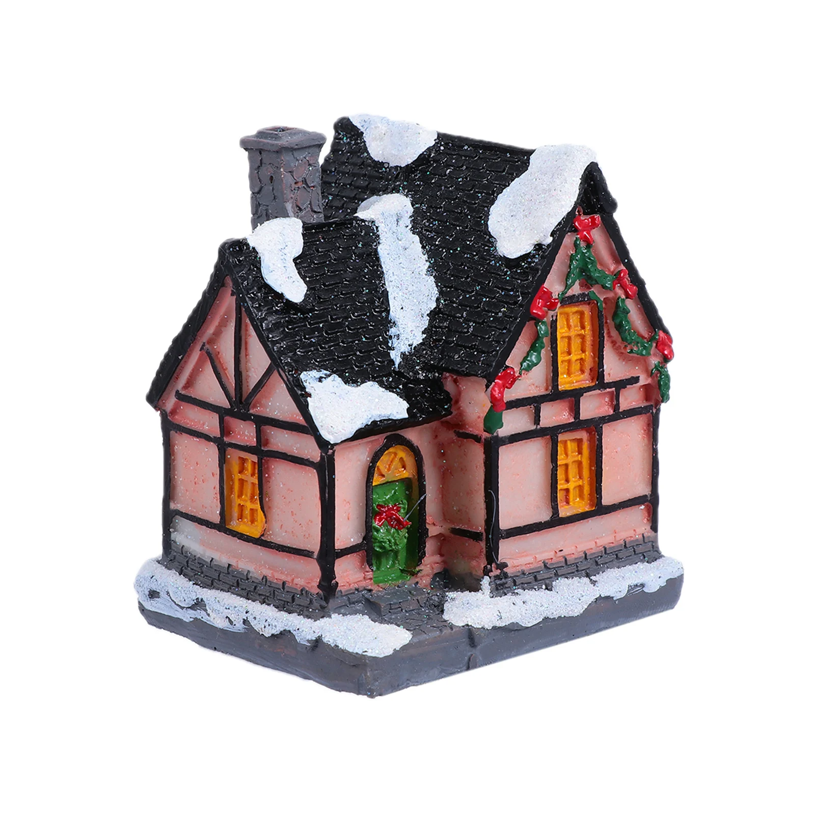 

Glowing Small House Decorations Christmas Resin House Xmas Ornaments Lighting Home Supply Hand Painted Snow Houses