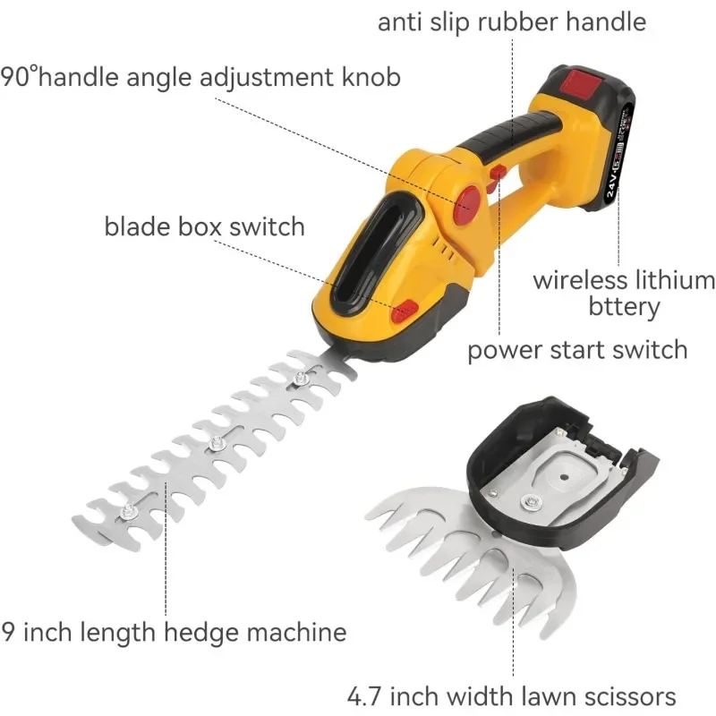 24V Electric Hedge Trimmer 500W 13000RPM One-Handed SK5 Dual-Purpose Battery Garden Tool for Household Use