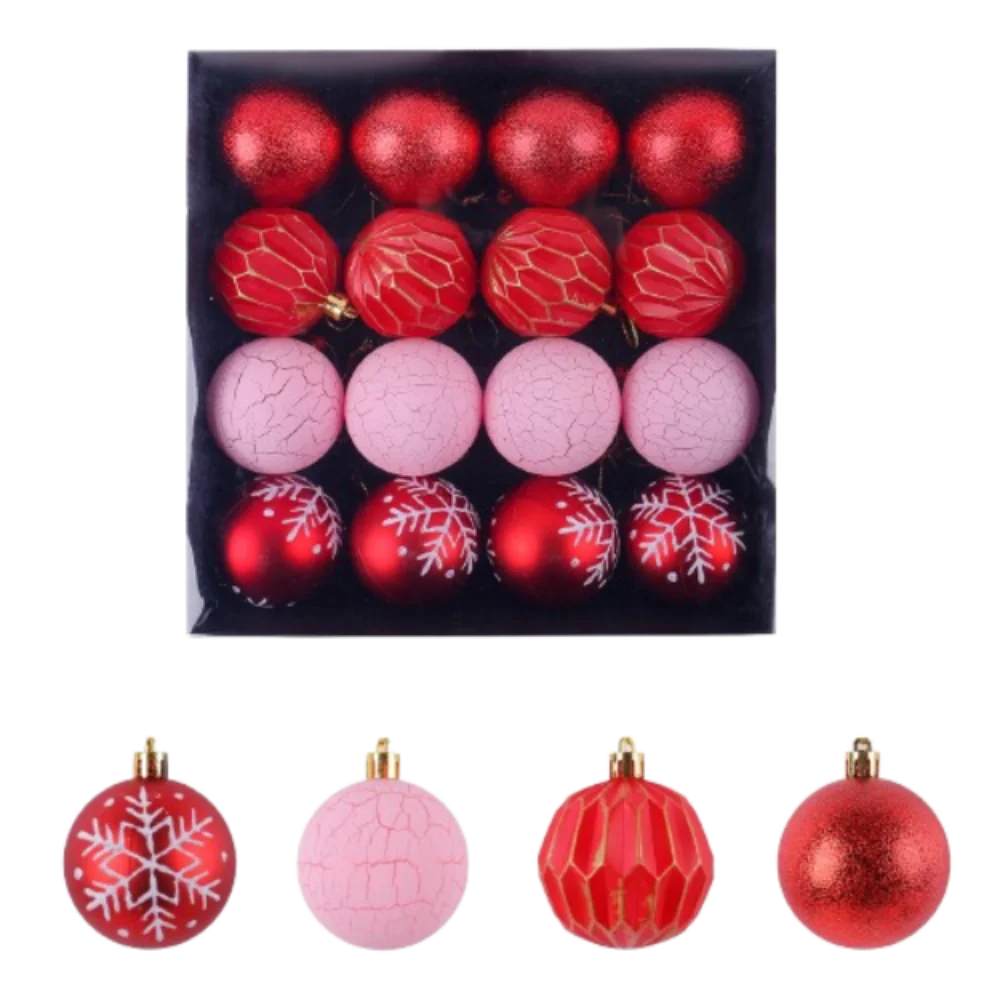 

16pcs 6cm Christmas Painted Balls Pendant Plastic Shatterproof Xmas Tree Pendants Elegant Reusable Merry Christmas Decor