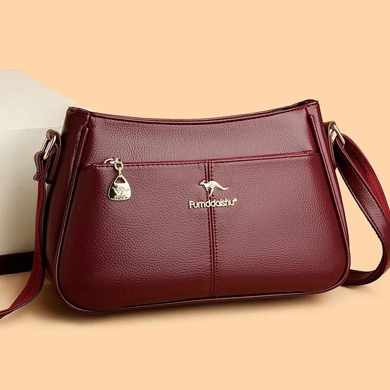 

PU leather large-capacity multi-section solid-color single-shoulder bag, fashionable and versatile women's crossbody pillow bag