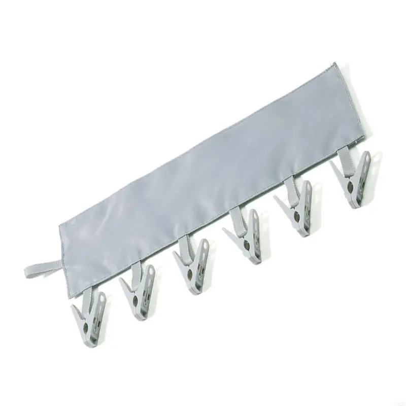 G92C Rod Hanging Laundry Hanger for Travel Use, Folding Fabric Covered Frame with 6 Hanging Grips for Small Garments Daily
