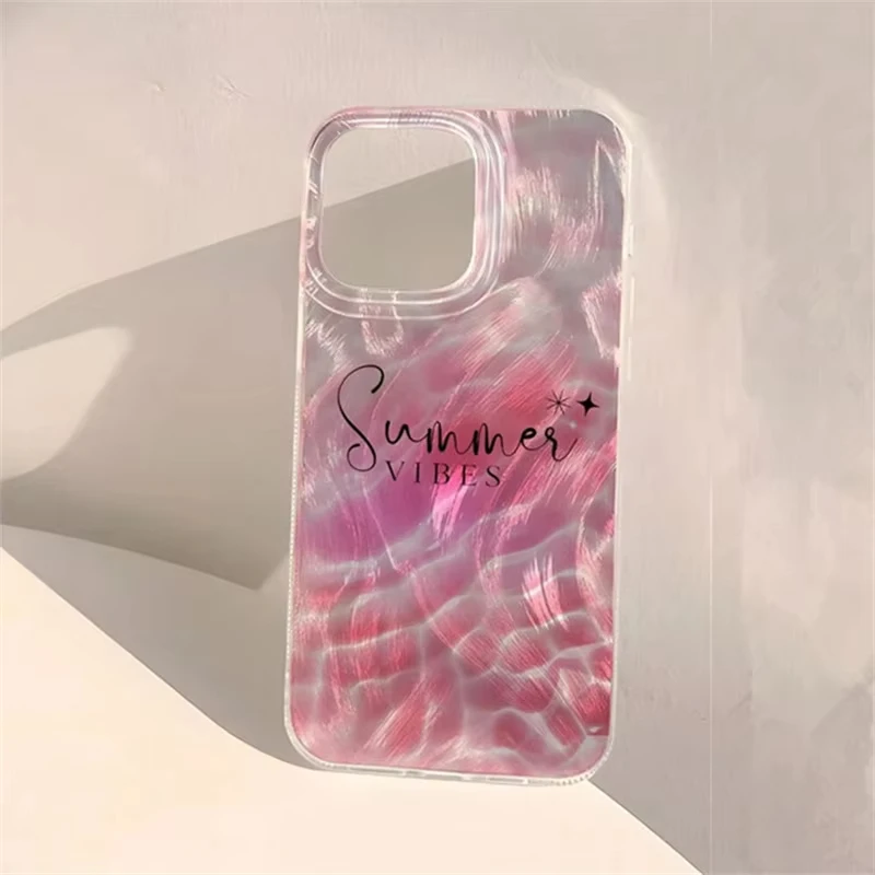 Funda estampada con ondas de agua rosa frescas de verano para Samsung Galaxy A55 A54 A15 A35S25 S24 S23 S22 Ultra S21 FE S20 cubierta trasera brillante