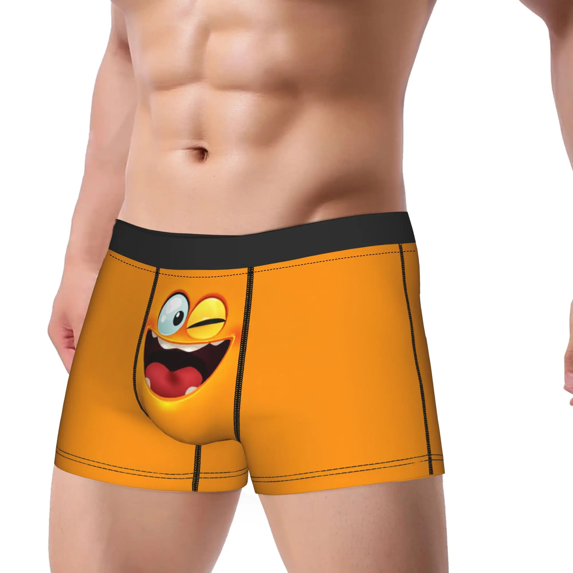 Hot Boxer Shorts Panties Briefs Men Funny Expression Face Silly Smile Cartoon Underwear  Polyester Underpants for Male M-XXL