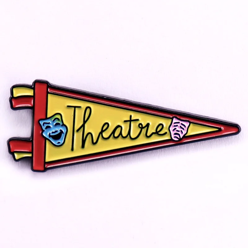 Theater Triangle Flag Hard Enamel Pin Clown Mask Badge Lapel Pin Cute Gift Jewelry