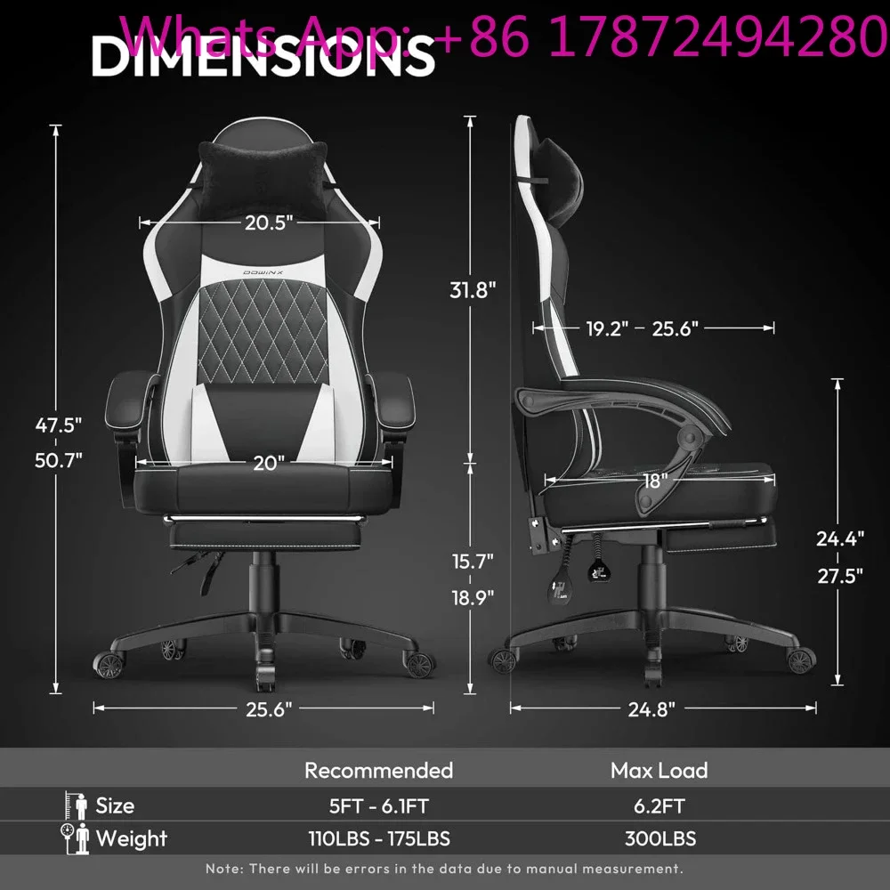 Ergonomic Computer Chair with Massage Lumbar and Footrest for Adults