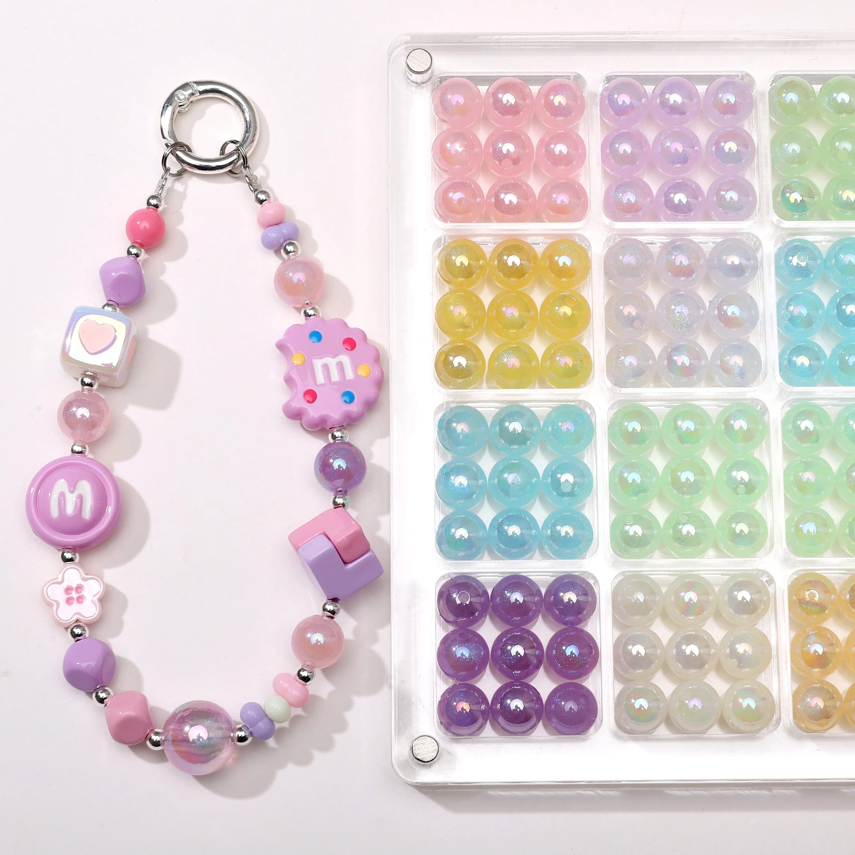 20 قطعة الاكريليك UV حورية البحر حبة ثقب مستقيم الخرز المستديرة فضفاض خزر عازل ل أساور يدوية صنع المجوهرات المواد الملحقات