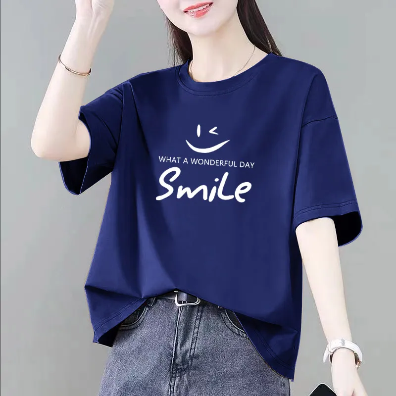 オレンジ色の痩身女性用 T イルト夏カジュアルオルトスルーフィットハイファイオン韓国スレコットンブレンドトップ