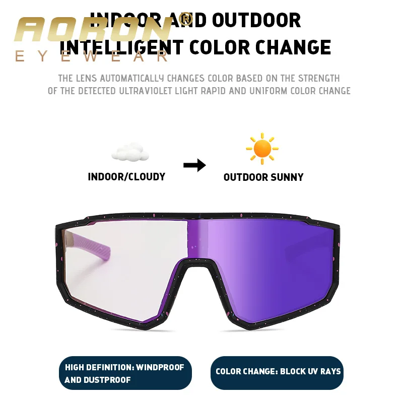 Cycling Sun Glasses Photochromic Lens Transparent to Dark Automatic UV Protection Sports for Men Women Fishing Cycling Eyewear