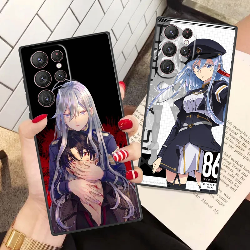 Anime 86 Eighty Six Phone Case For Samsung S24 S23 S22 S21 S20 FE S10 S10e Ultra Plus Lite Black Soft Cover