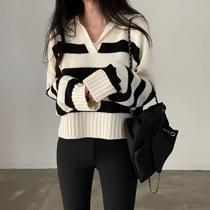 Long Sleeve Knitted Sweater Women Autumn Winter Elegant Pullover Ladies Sweaters Lazy Oaf Loose Tops Jumpers Pull Femme 2023