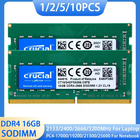1/2/5/10PCS Crucial Laptop DDR4 RAM SODIMM Memory 8GB 16GB 32GB 3200MHz 2666 2133 2400MHz PC4-21300 17000 19200 25600 NB RAMs