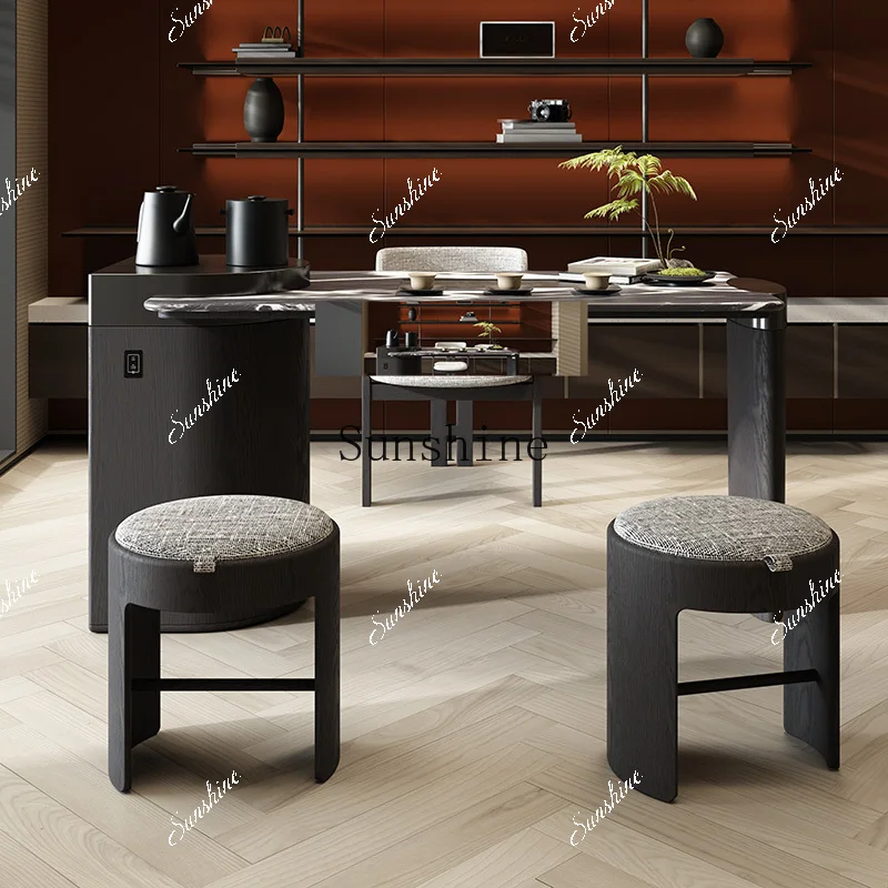 

Italian minimalist light luxury balcony tea table and chair combination home office living room marble kung fu advanced FT