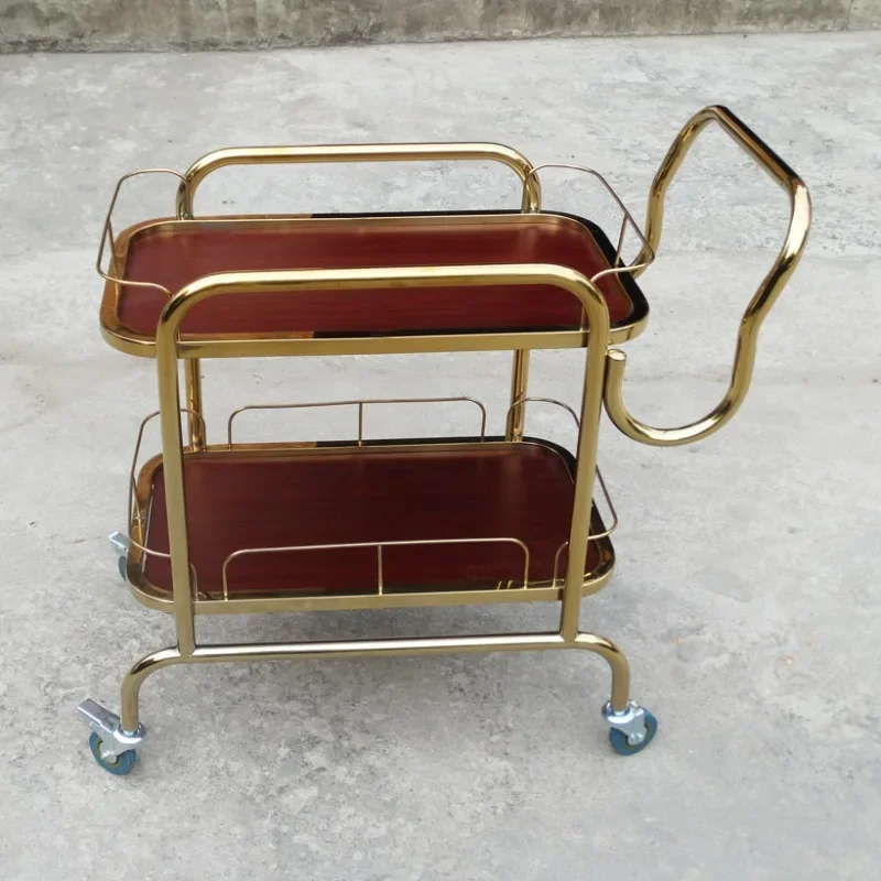 Two-story luxury KTV cart, titanium stainless steel wine , dining , wine cart, wine  4S shop  service cart