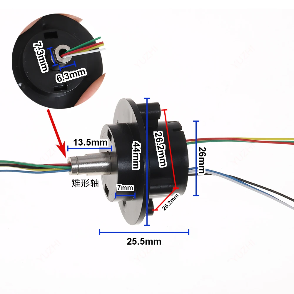 Hat Type Conductive Slip Ring Collector Ring 2A 3A Precision PTZ 6-channel Signal Rotary Connector for Robot Handheld Stabilizer