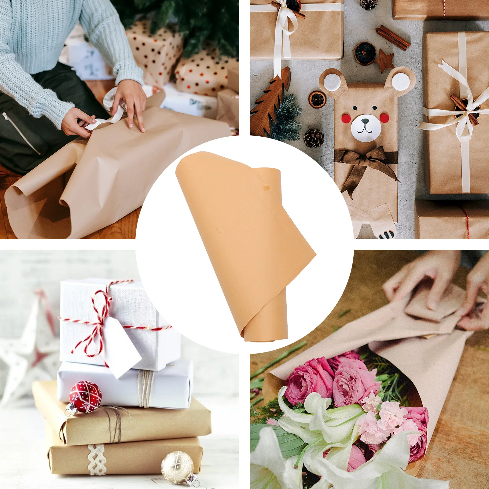 

1 Roll Brown Kraft Paper Roll For Gift Wrapping Craft Projects Diy Flower Bouquet Table Runner Wedding Christmas Decoration