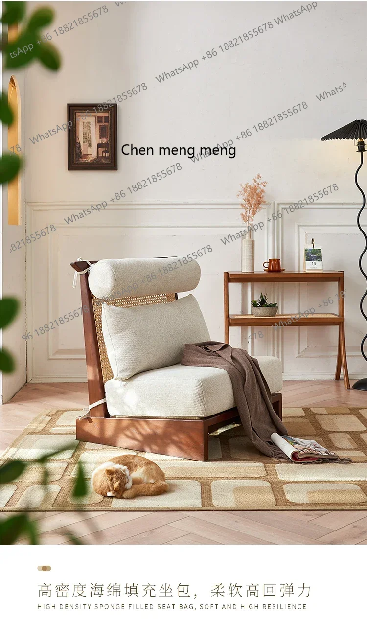 ss7304 Solid Wood Rattan Single Leisure Backrest Living Room Nordic Simple Modern Couch Small Apartment