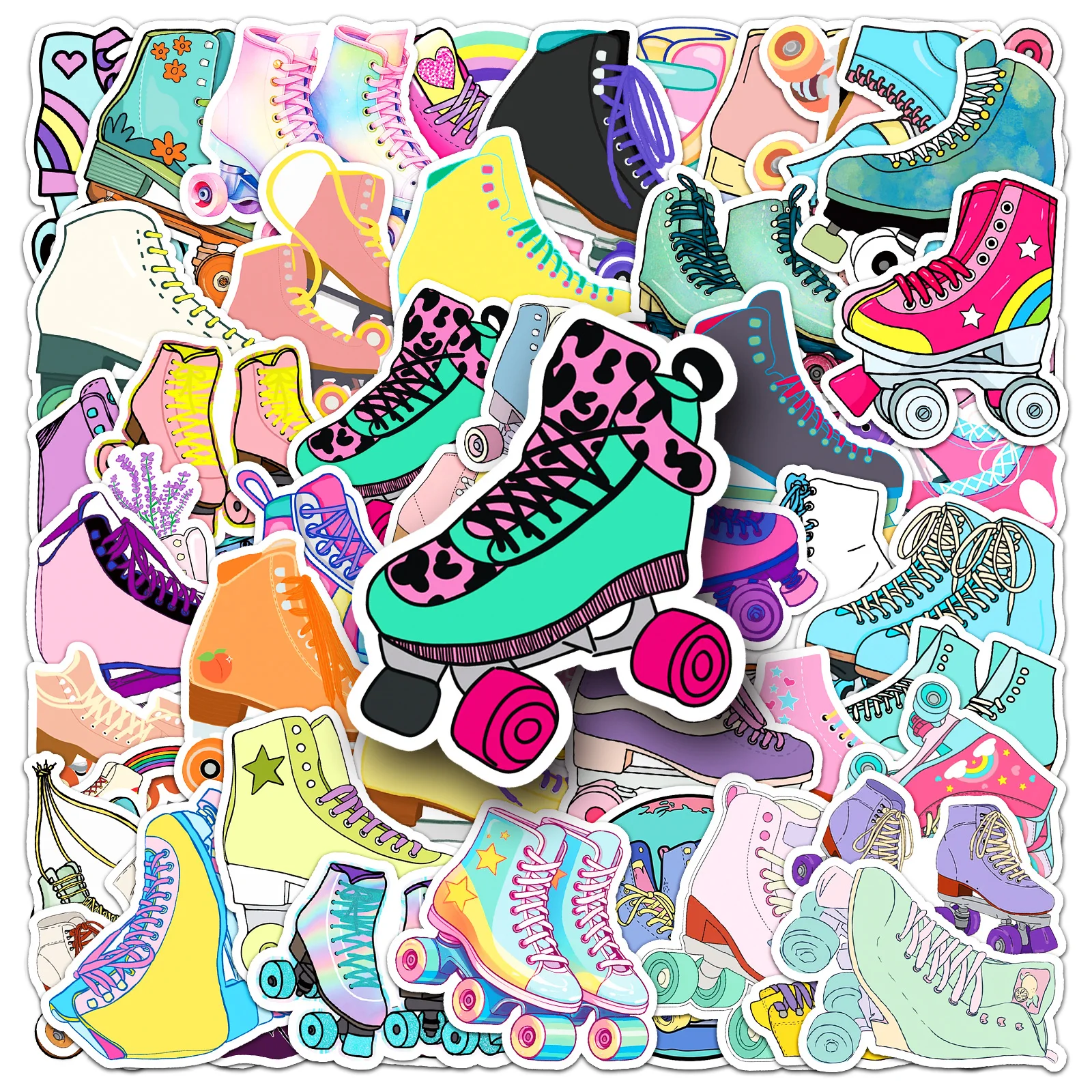 50pc Cartoon Roller Skates Graffiti Stickers Suitcase Laptop Skateboard Personalized Stickers