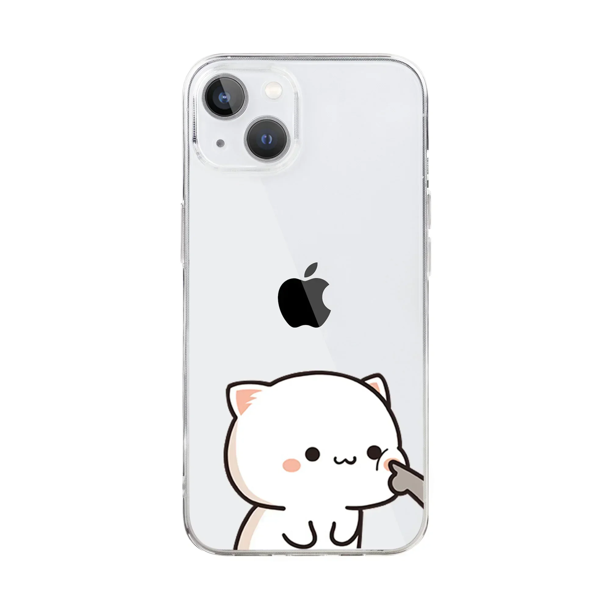 Funny Cat Couple Paired Phone Case for iPhone 16 15 13 12 14 11 Pro Max Mini XR XS 7 8 Plus SE Cartoon Animal Clear Cover Coques