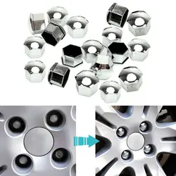 20Pcs 17 19 21mm Anti-Rust Chrome Glossy ABS Auto Trim Tyre Wheel Nut Screw Bolt Protection Covers Cap Universal Car Accessories