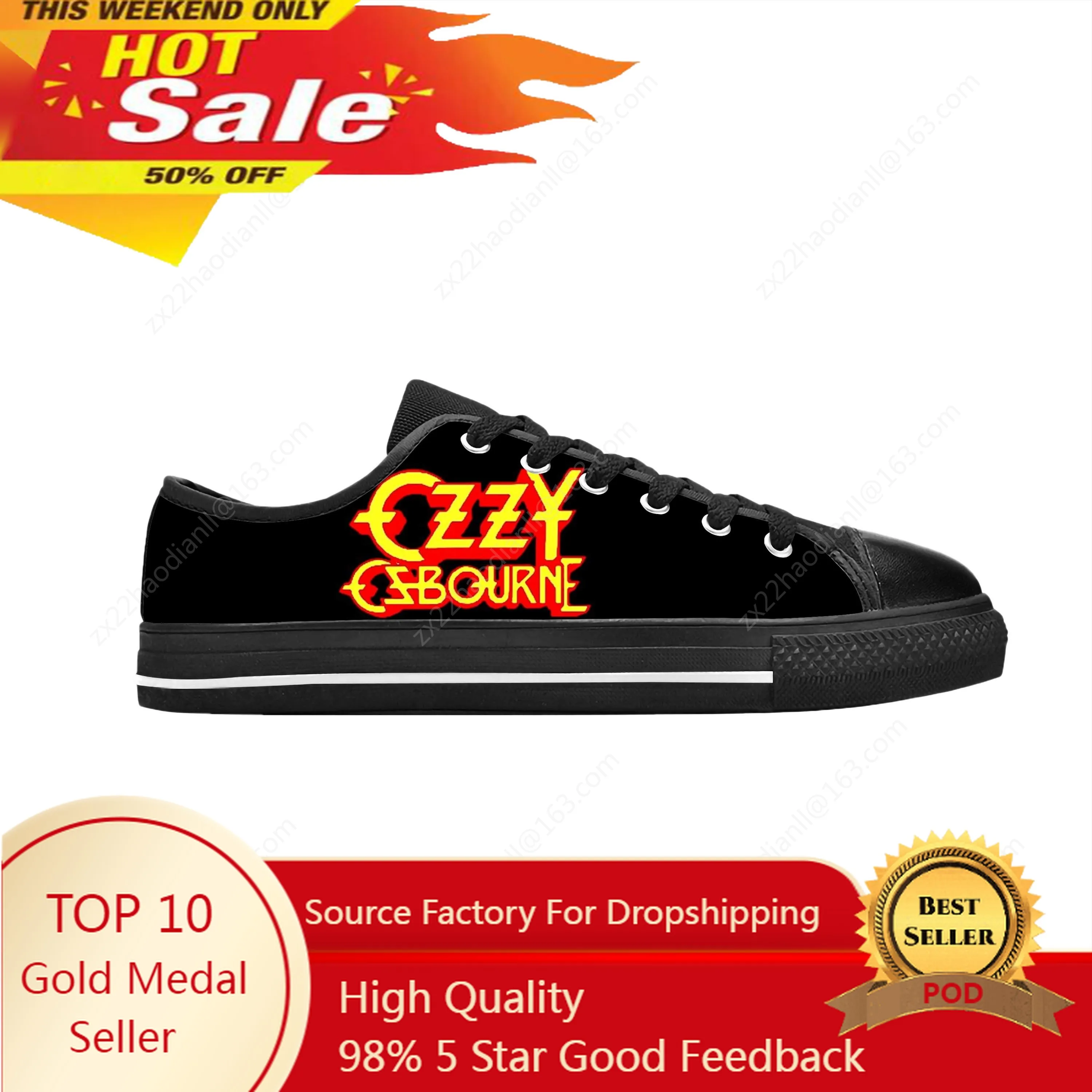 Ozzy Osbourne Rock Band Music Singer Horror Gothic Casual Cloth Shoes Low Top Comfortable Breathable 3D Print Men Women Sneakers