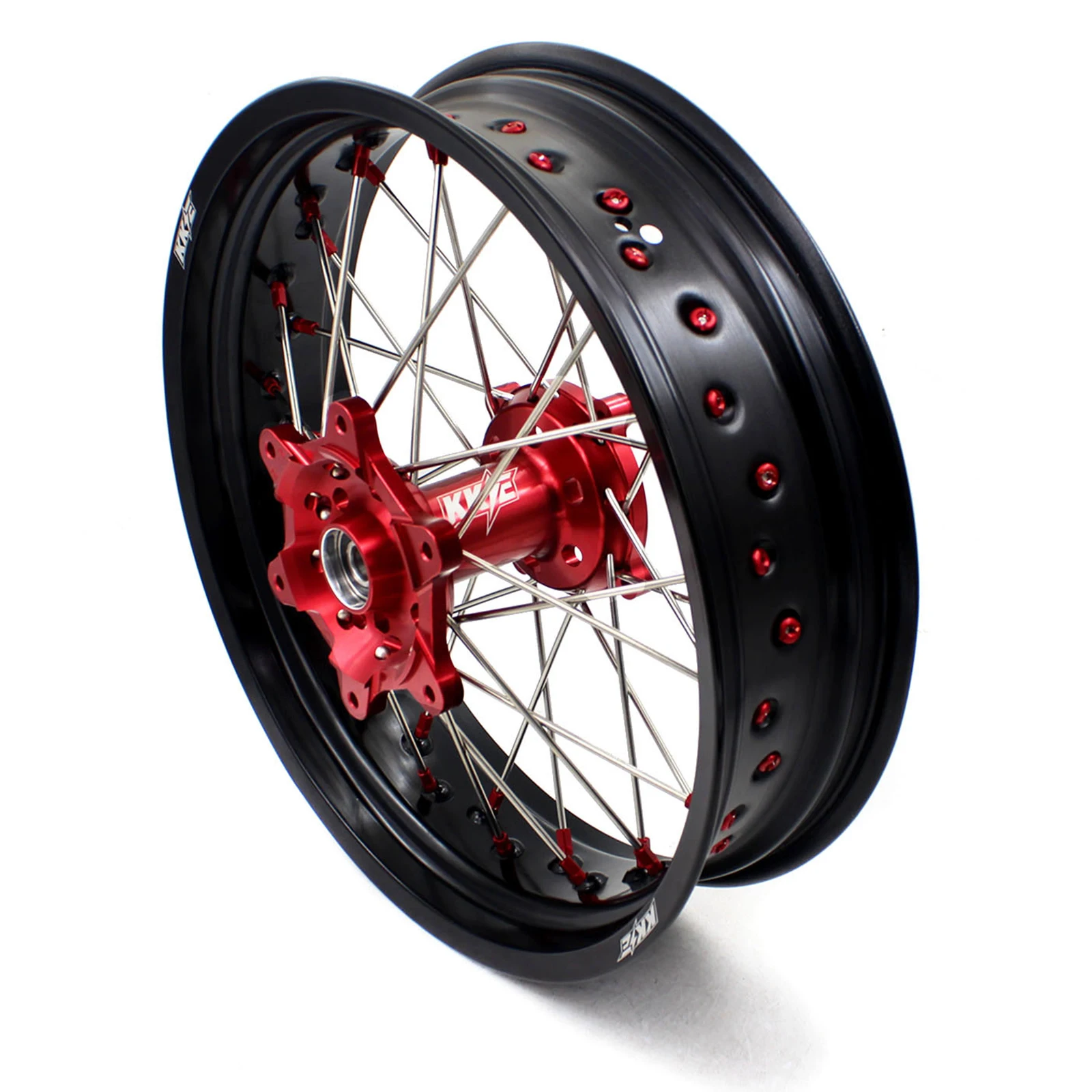 

【2025】 17 Inch Supermoto Wheels Rims Set Fit For HONDA XR650L 1993-2024 Anodized Aluminium Red Hub Black Rim
