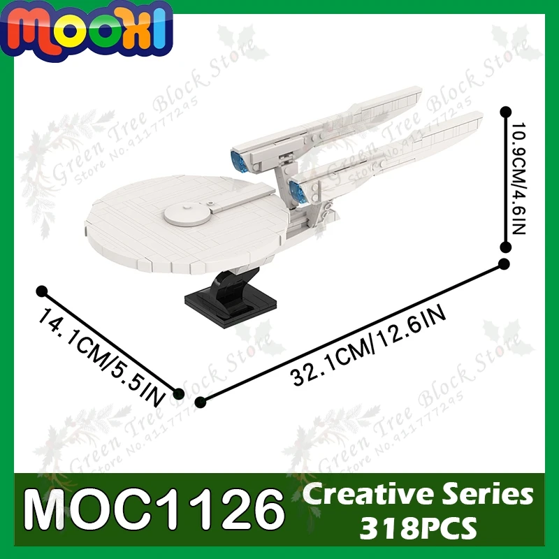 MOC1126 318PCS Creative Series USS Enterprise Building Blocks DIY Sci-Fi Interstellar Starship Model Assembly Toys For Kids Gift