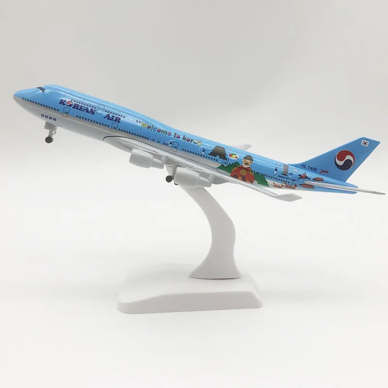 

20cm B747 Korea Airlines Airplane Model Boeing 747 Die-casting Alloy Metal Aircraft Toys With Landing Gear Hobby Collection
