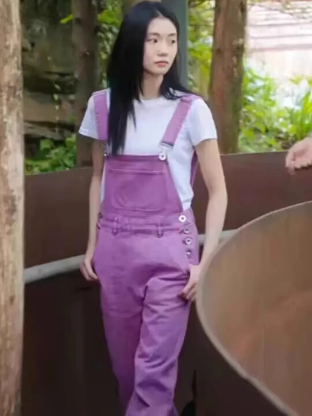 

EXJR Purple Denim Overalls Women's High Waist Straight Leg Long Pants Fashionable Ageless Design Cotton Blend Comfortable Fit