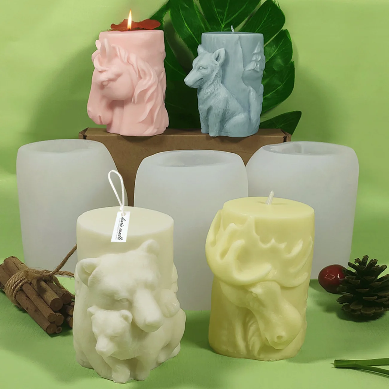 

Silicone Candle Mold 3D Animal Resin Mould DIY Plaster Sculpture Molds Casting Scented Soap Gypsum Home Décor