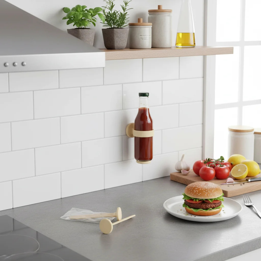 Wall Mounted Sauce Bottle Holder Sauce Bottle Organizer Space-saving Silicone Bottle Holder For Condiment Bottles For Ketchup ﻿