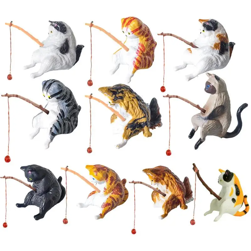 Fishing Cat Aquarium Decoration Realistic Fishing Cat Decoration 10X Aquarium Decorative Statue Multifunctional Animal Ornaments