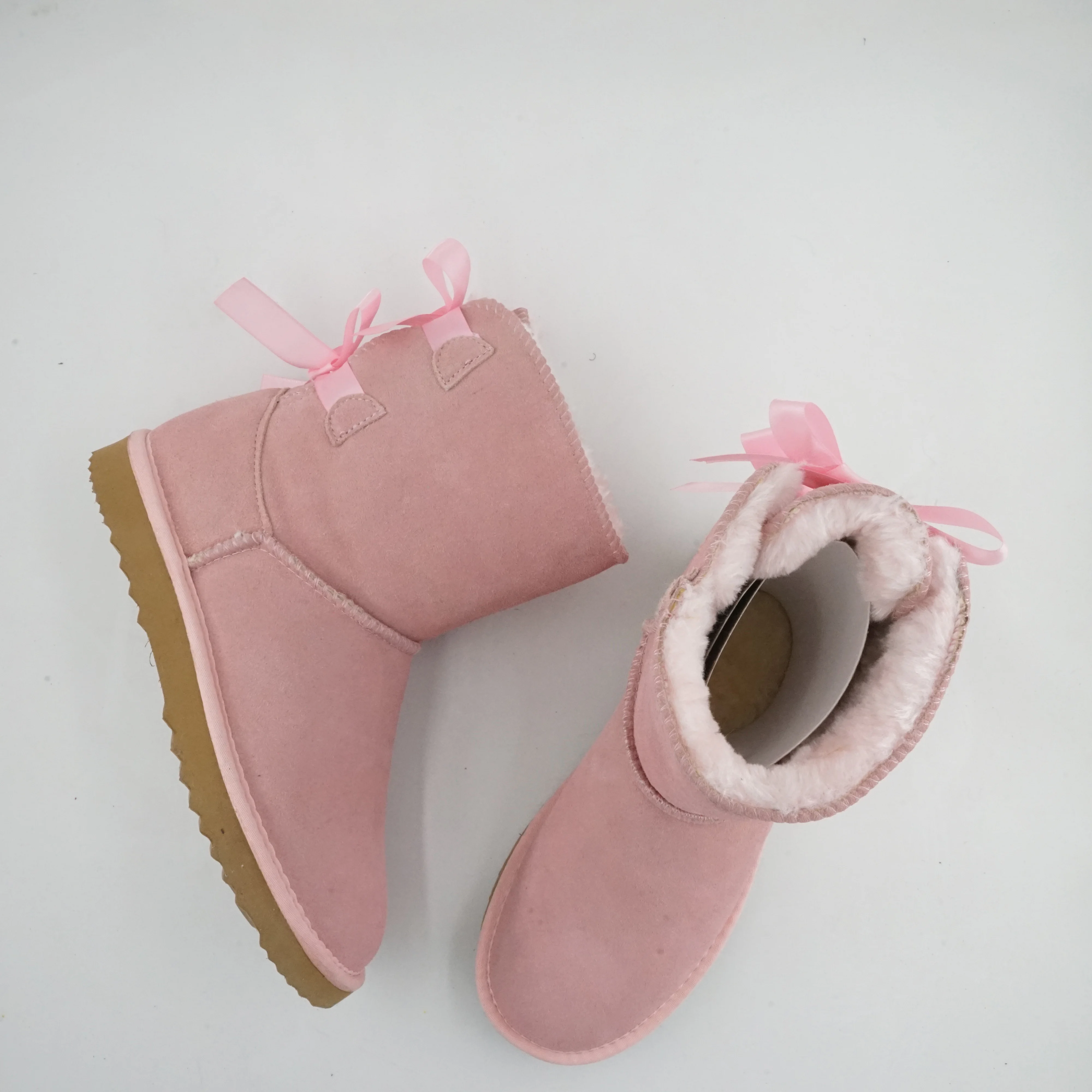Cowhide Women Winter Boots Slip-On Solid Color Fashion Classic Cow Tie Thick Warm Genuine Leather Snow Boots For Woman Shoes