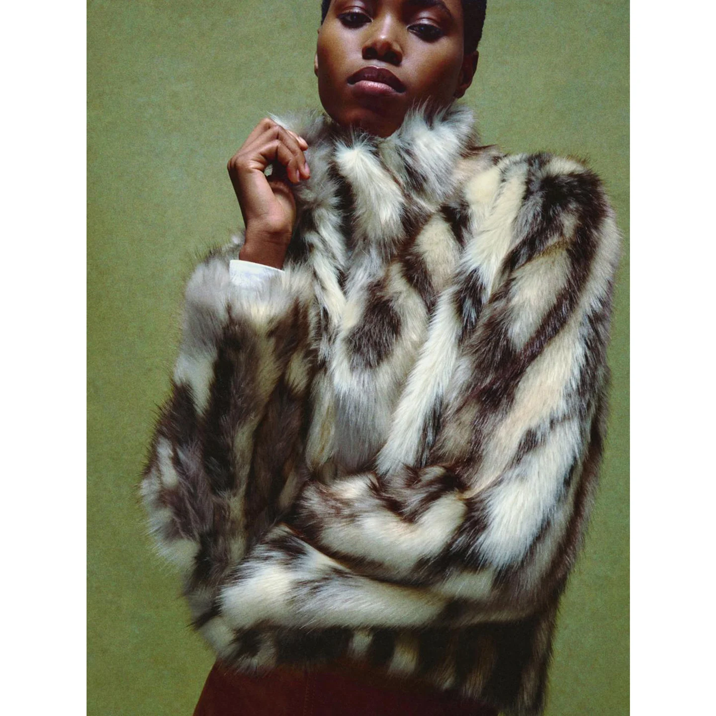 

Fall 2025 New Arrival Long Sve Faux Fur Coat Stand Collar Outerwear Commute Sle Polyester Fiber 00% round Ne Zipper C...