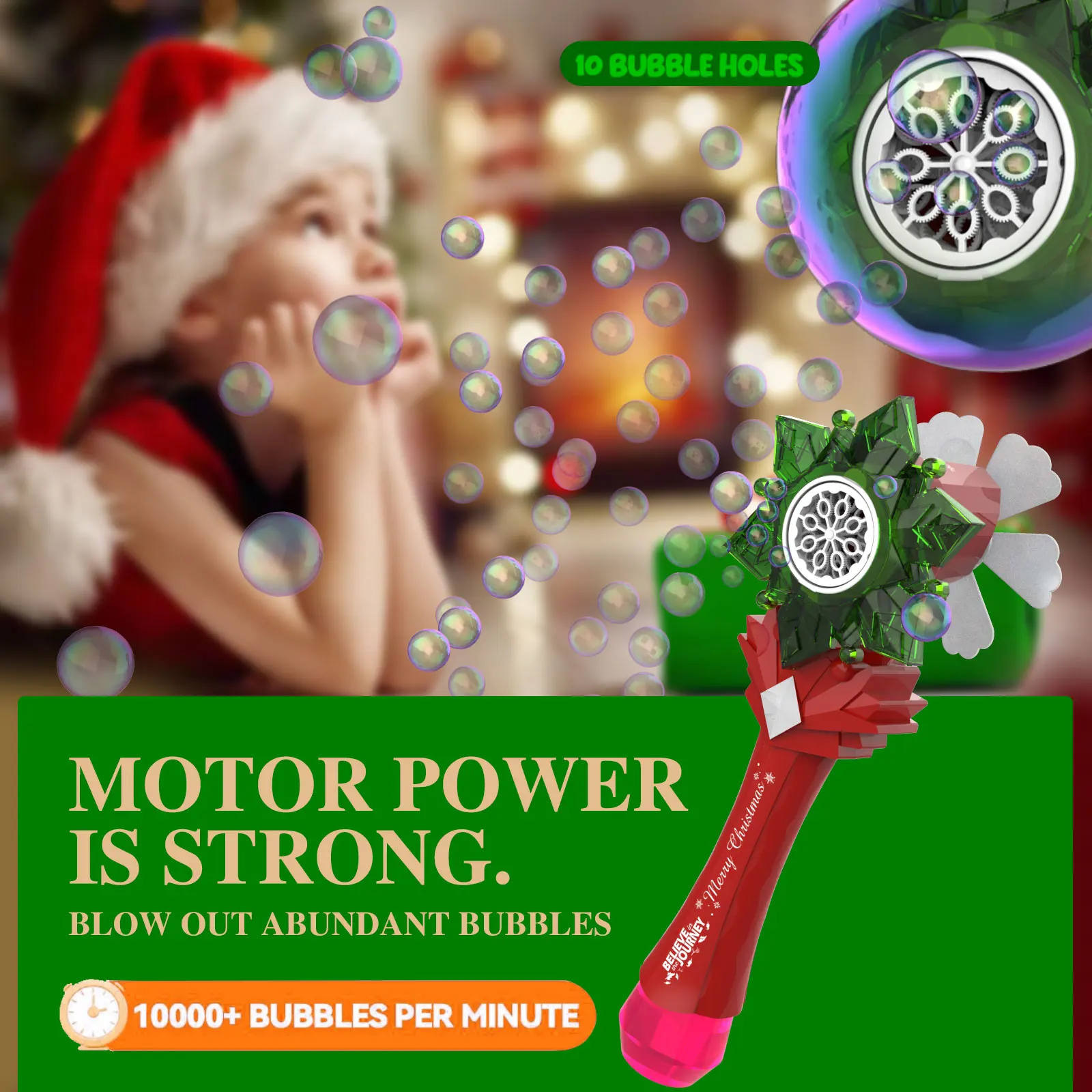 Maszyna do robienia bańek w kształcie choinki - zabawna zabawka dla dzieci, 360 °   Wirujący, magiczny dźwięk i światła, idealny prezent świąteczny na imprezy i zabawy na świeżym powietrzu
