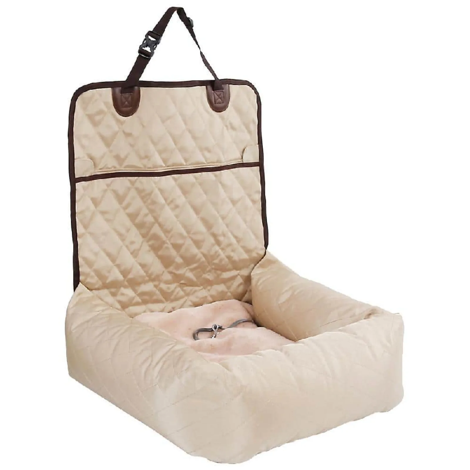 US 1 Size Beige Pawtrol Dual Converting Travel Safety Carseat and Pet Bed