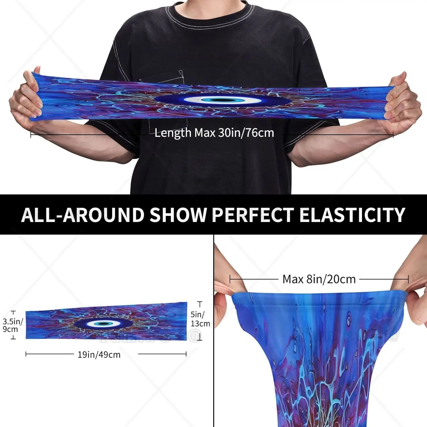 Greckie tureckie Matiasma Evil Eye Unisex Rękawy na ramię Sportowe podróżne rękawy z lodowego jedwabiu