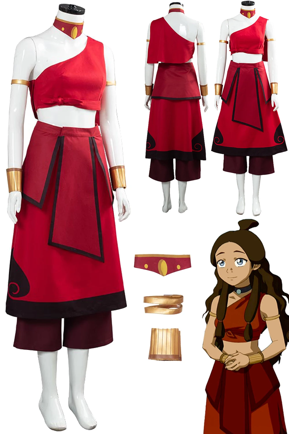 Katara Cosplay Fantasy Cartoon Last Cos Airbender Costume Outfits Roleplay Female Women Adult Halloween Carnival Party Suit