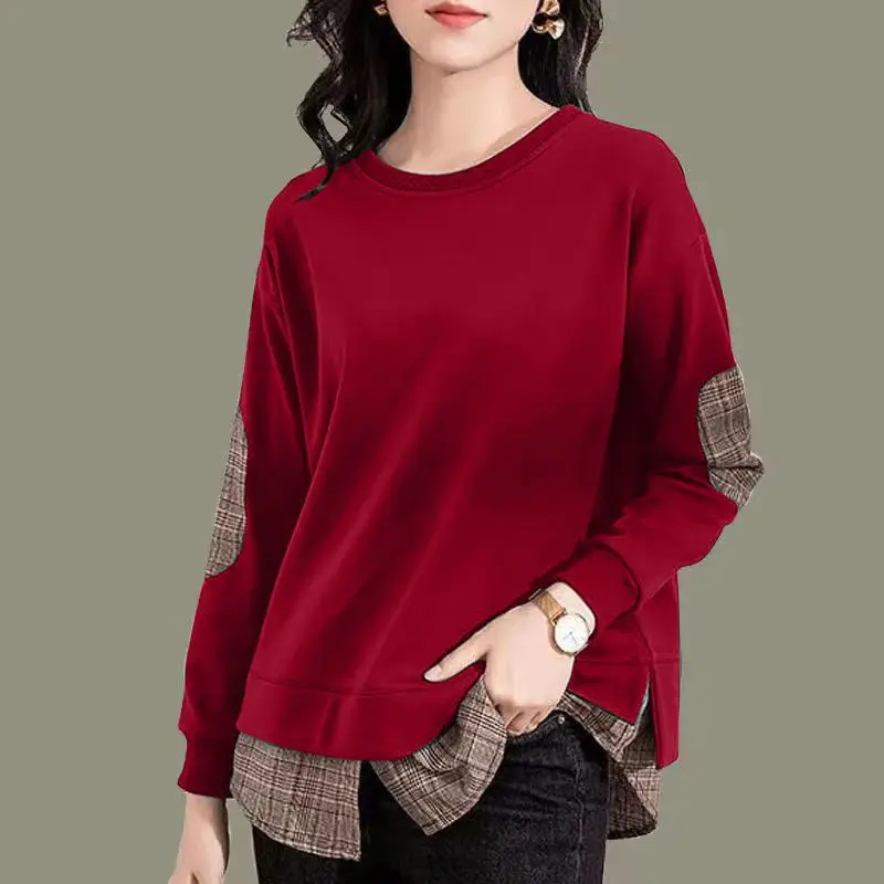 Sweatshirts for Women Red Female Clothes Slim Tops Long Blue Harajuku Fashion Aesthetic New in On Promotion Autumn and Winter M