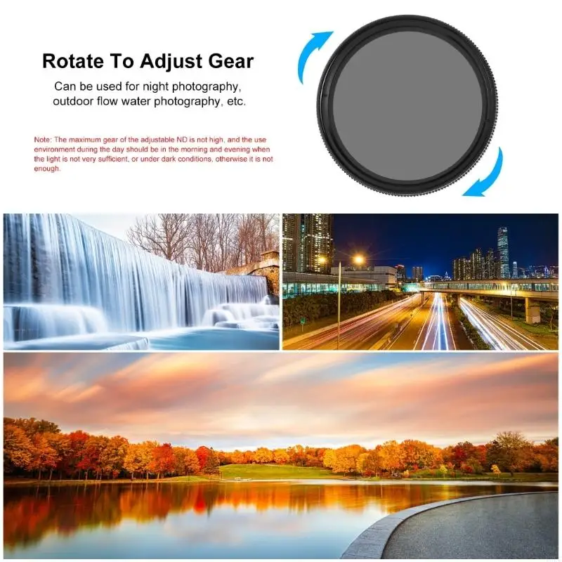 52mm ND2-ND400 Gray Density Lens Filter with Adapter for 12/11 Black