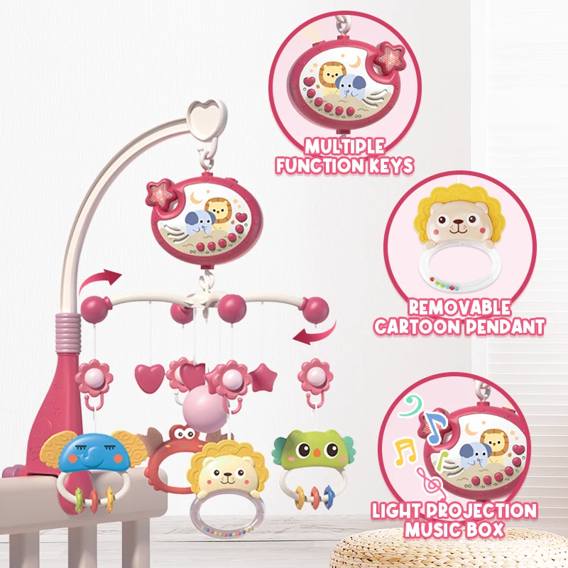 Baby Toys Crib Bell Mobile Rattles Star Projection Toddler Carousel Musical 0 6 Months Baby Accessories Newborn Bed Bell Gifts