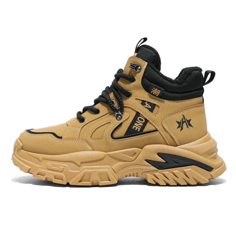 

High-Top Men Hiking Boot Winter Outdoor Shoes Lace-Up Non-slip Sports Casual Trekking Boots Man Suede Warm Shoes