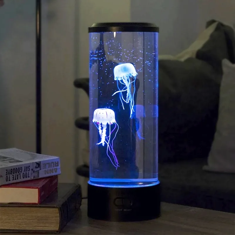Jellyfish Lamp LED Aquarium Light Color Changing Jellyfish Tank Night Light USB Rechargeable Home Bedroom Party Decor