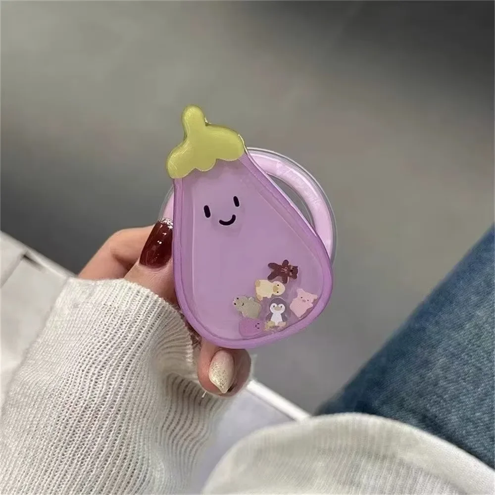 

Милый фиолетовый магнитный держатель из баклажанов, ручка Tok Griptok, подставка для телефона, поддержка iPhone 15, Pad Magsafe Smart Tok